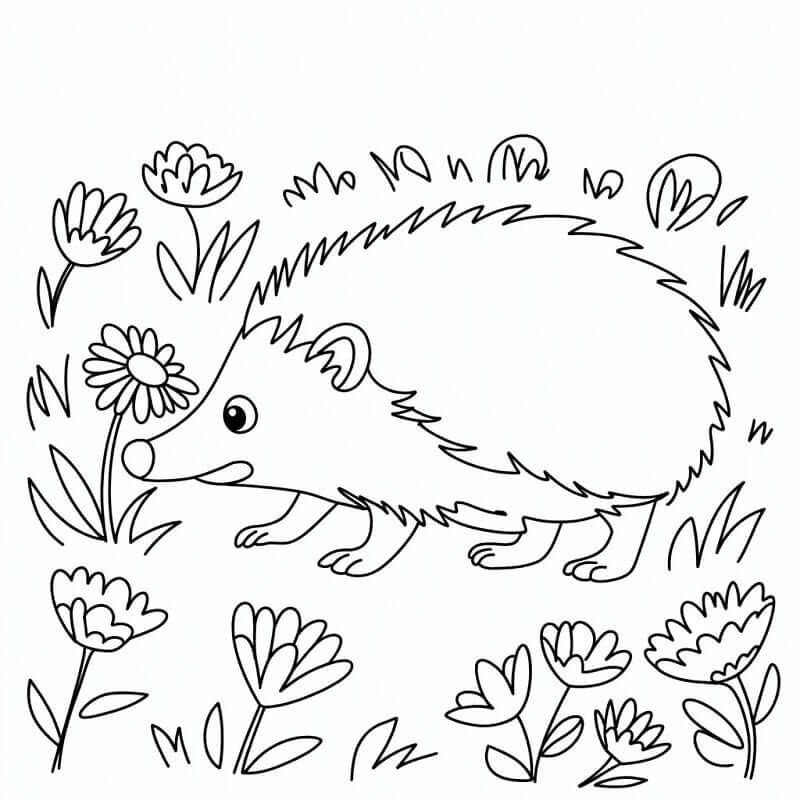 Riccio sull’Erba da colorare