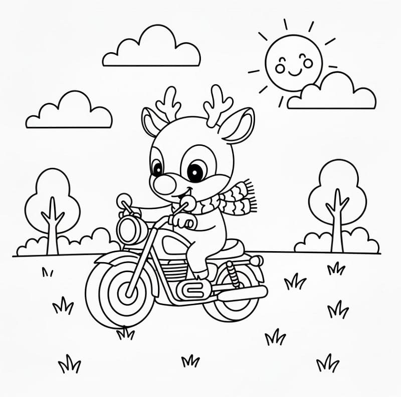 Rudolph in moto da colorare