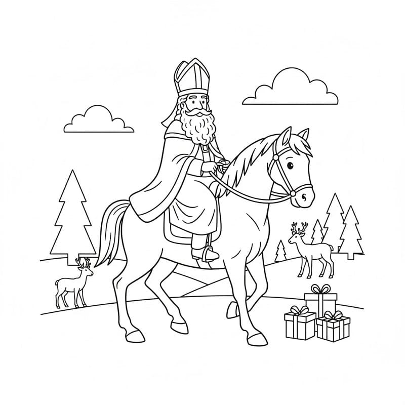 San Nicola a cavallo da colorare