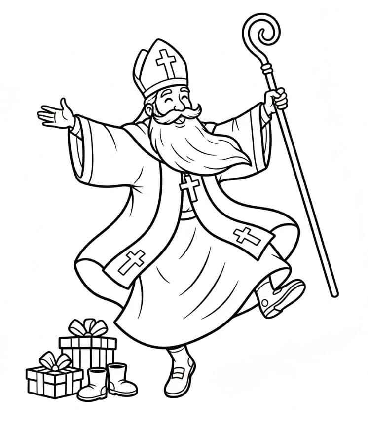 San Nicola che danza da colorare
