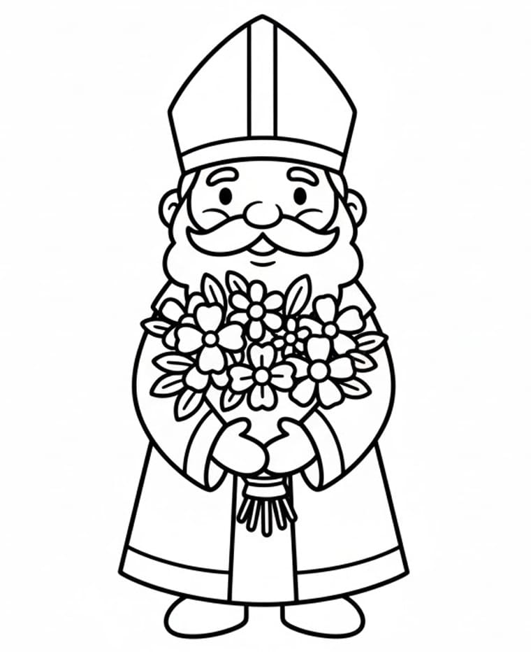San Nicola con fiori da colorare