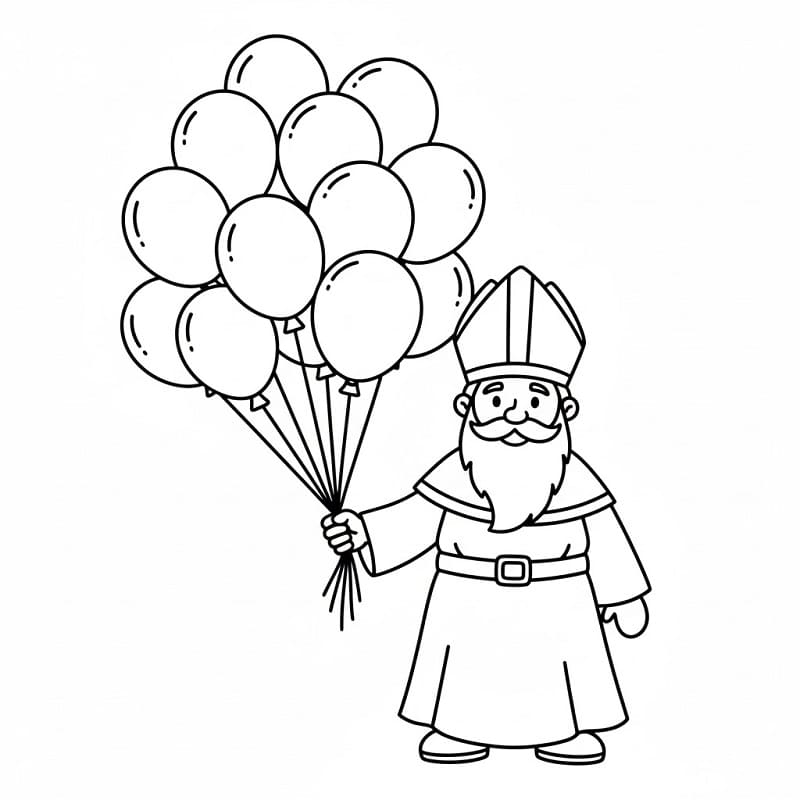 San Nicola con palloncini da colorare
