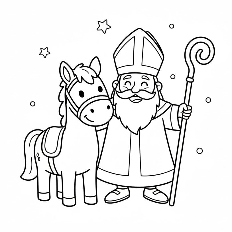 San Nicola e il cavallo da colorare