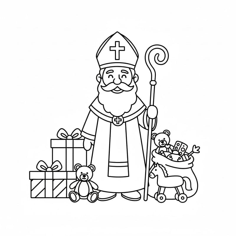 San Nicola e regali da colorare