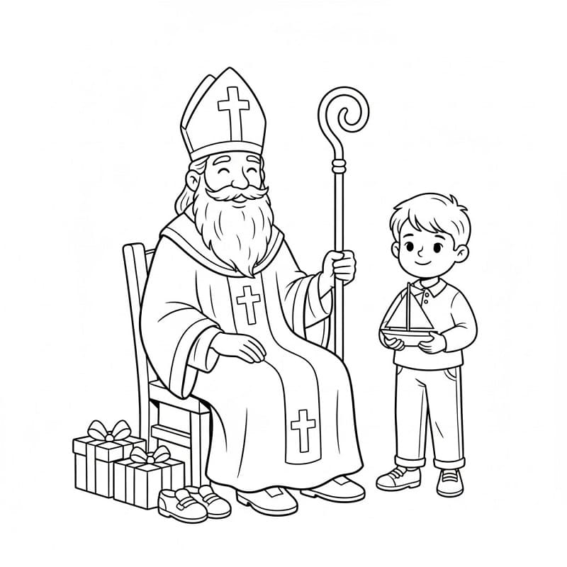 San Nicola e un ragazzo da colorare