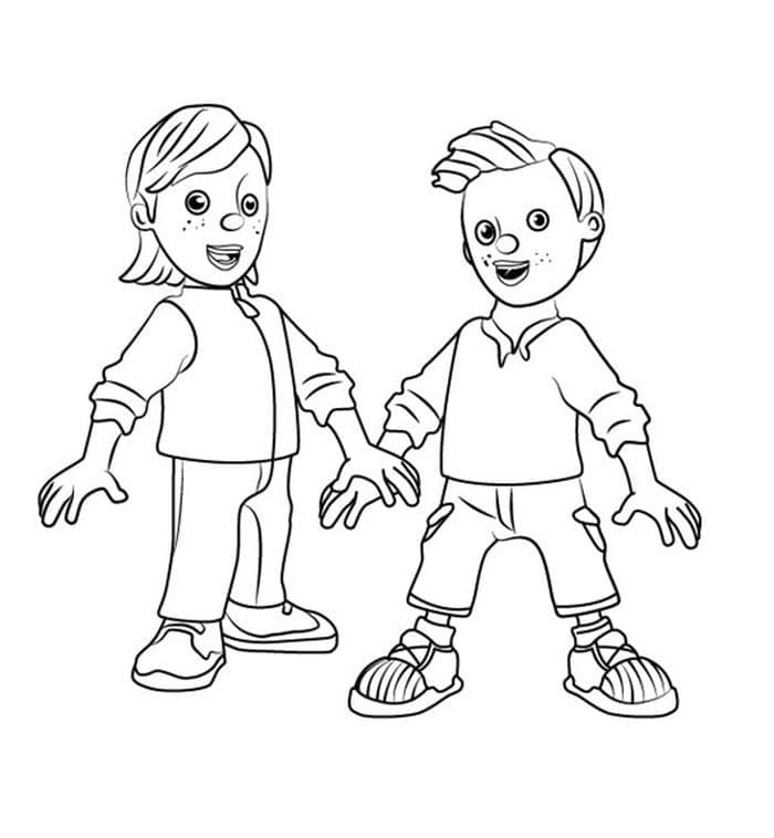 Sarah e James di Sam il pompiere da colorare