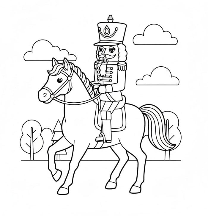 Schiaccianoci a cavallo da colorare