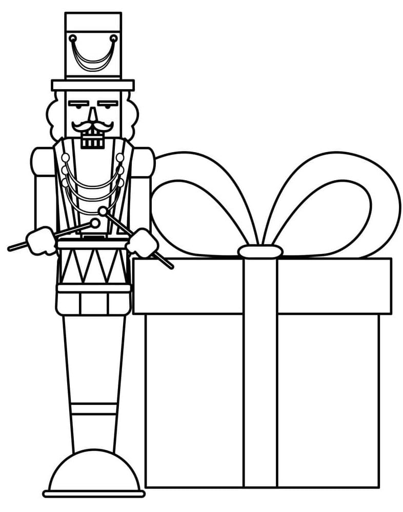 Schiaccianoci e regalo da colorare