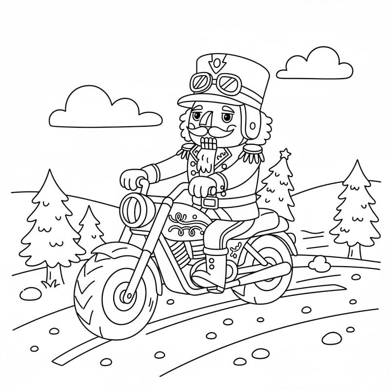 Schiaccianoci in moto da colorare