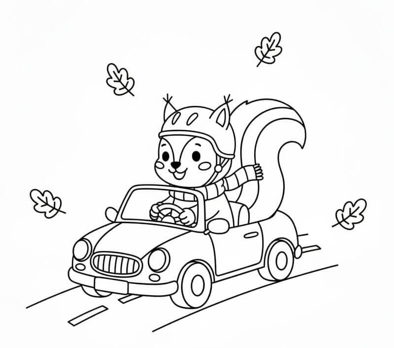 Scoiattolo alla Guida da colorare