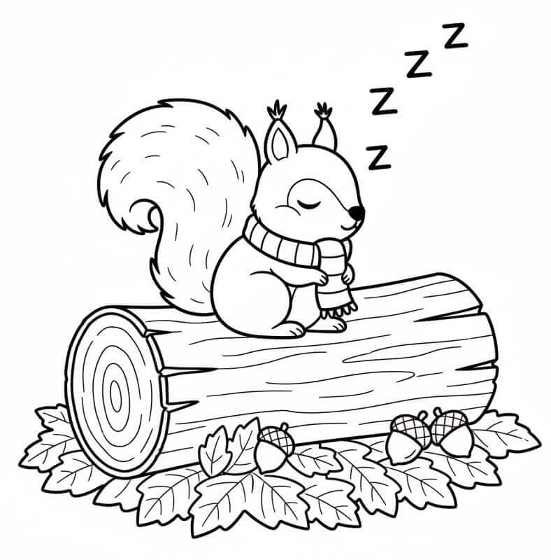 Scoiattolo che Dorme da colorare