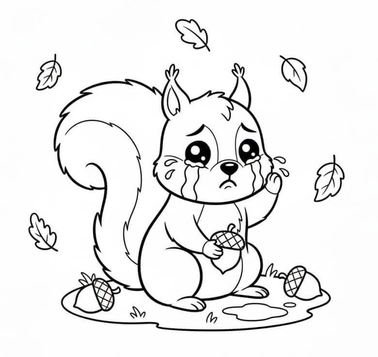 Scoiattolo che Piange da colorare