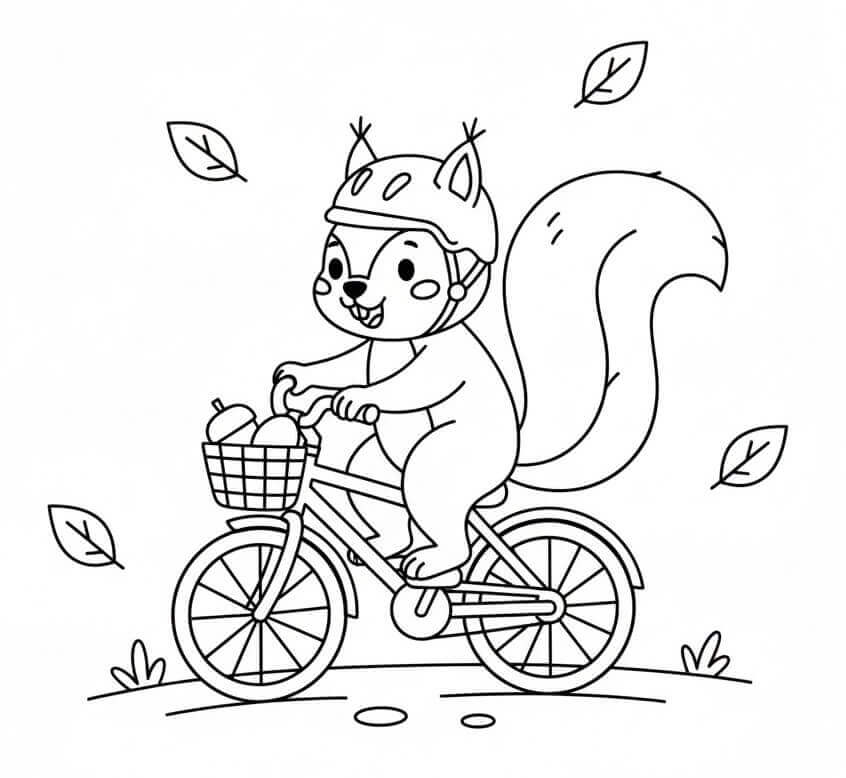 Scoiattolo in Bicicletta da colorare