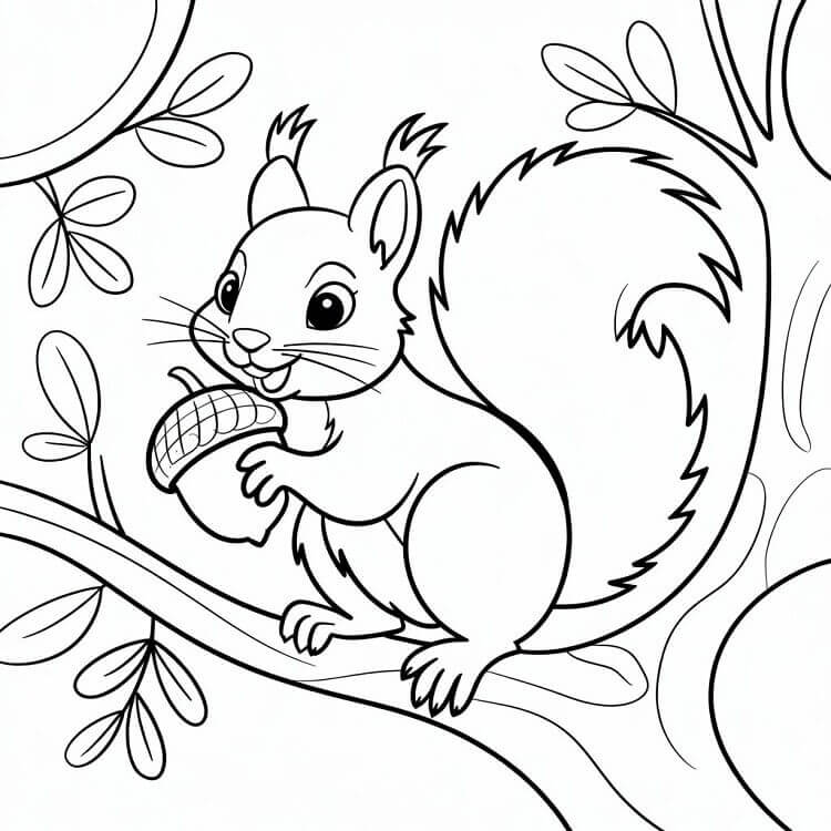 Scoiattolo sull’Albero da colorare