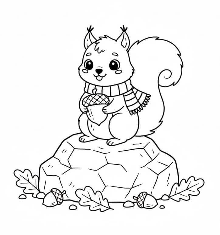 Scoiattolo sulla Roccia da colorare