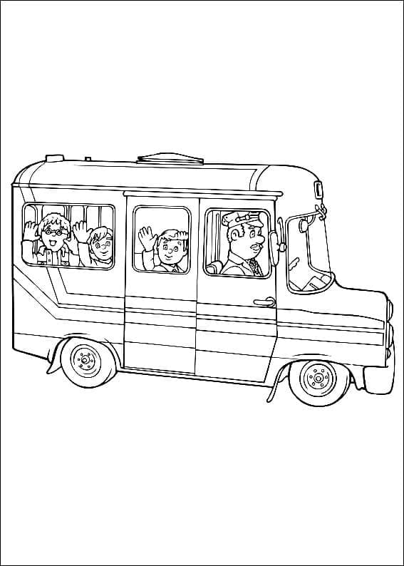 Scuolabus di Sam il pompiere da colorare