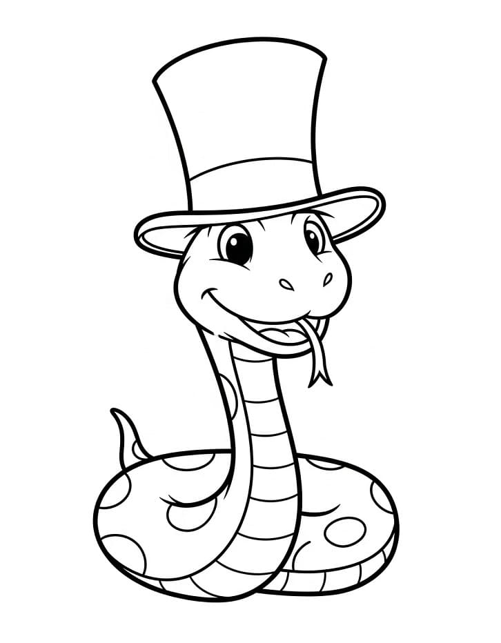 Serpente con cappello da colorare