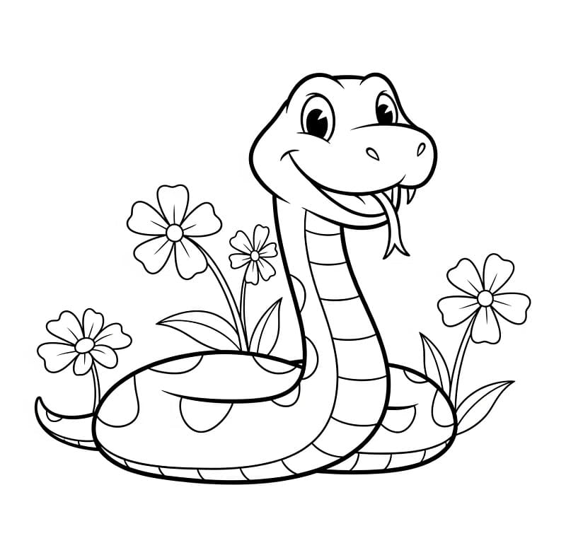 Serpente e fiore da colorare