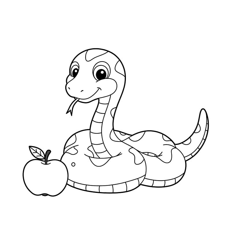 Serpente e mela da colorare