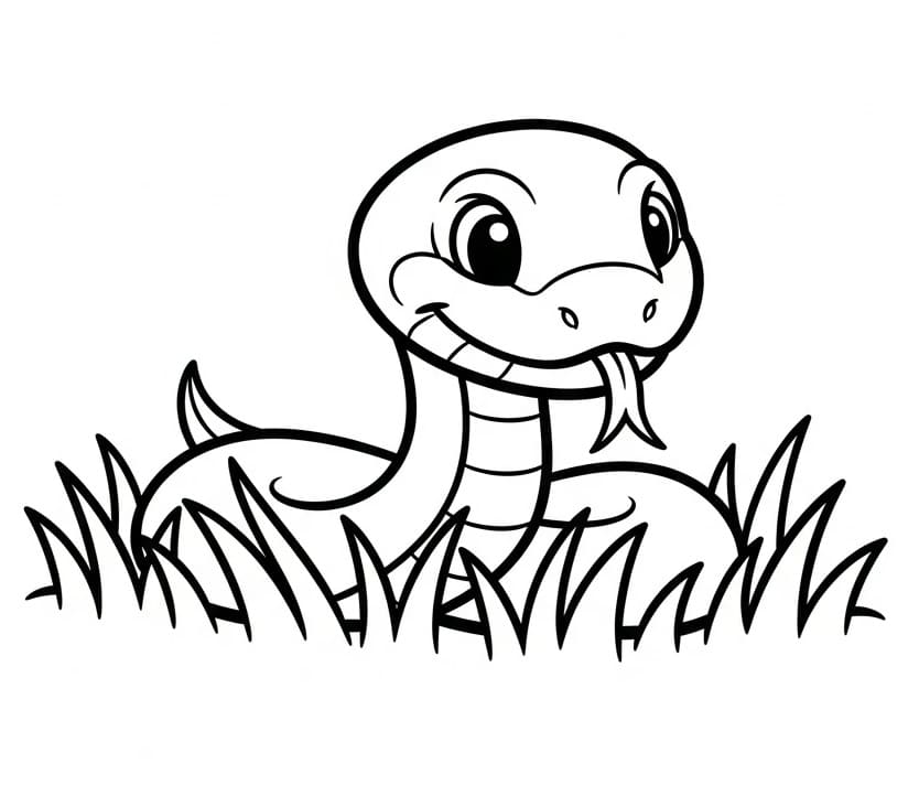 Serpente sull’erba da colorare