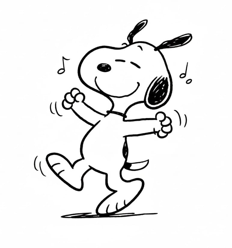 Snoopy che balla da colorare