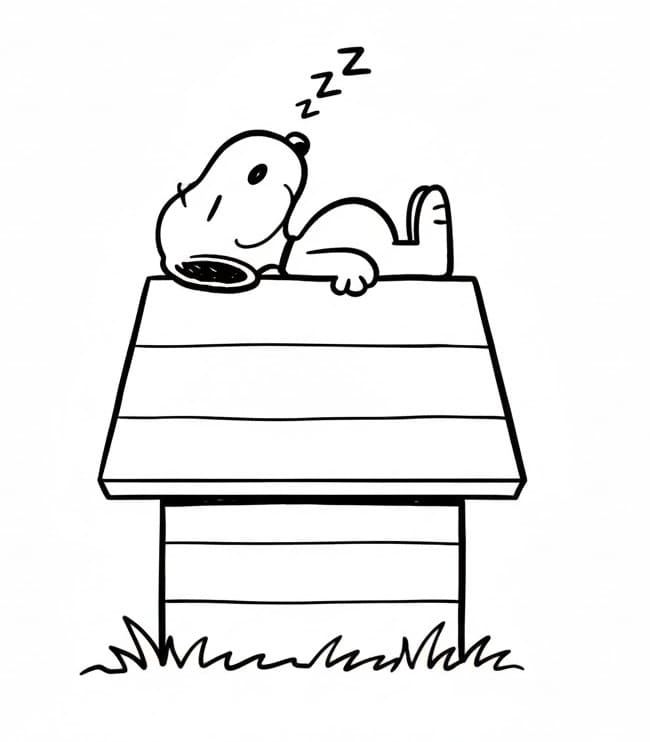Snoopy che dorme da colorare