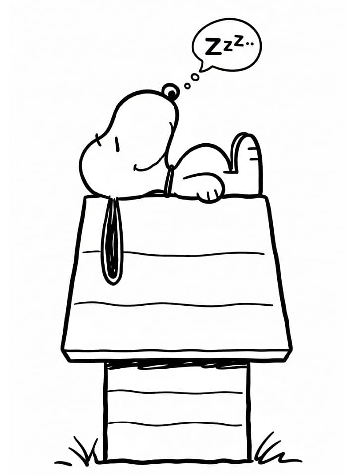 Snoopy che sta dormendo da colorare