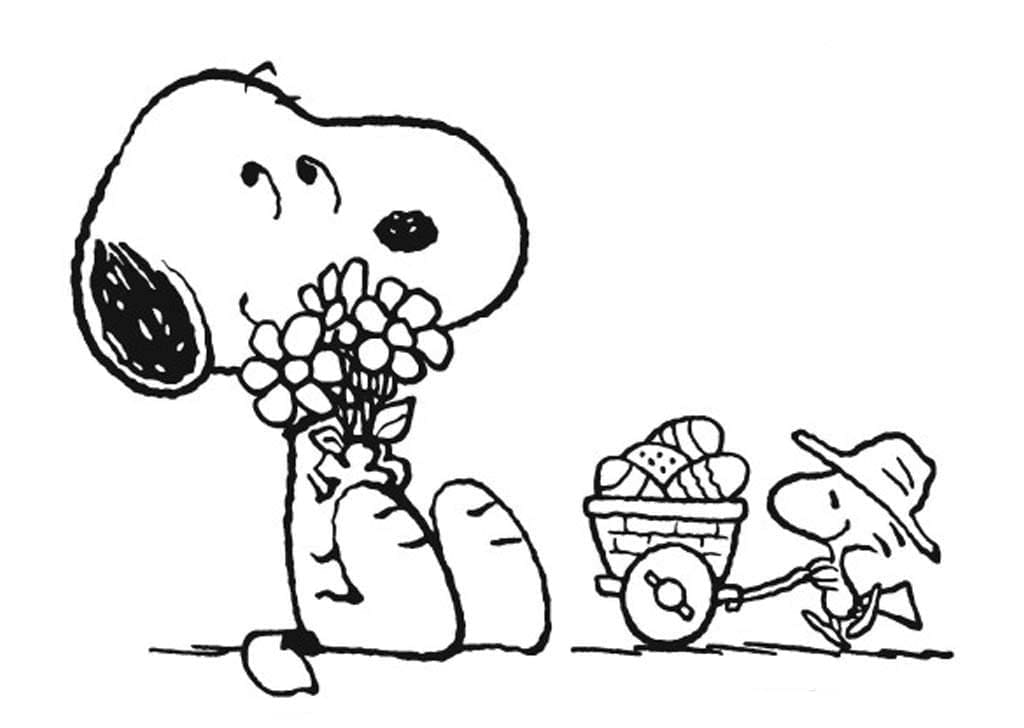 Snoopy con fiori da colorare