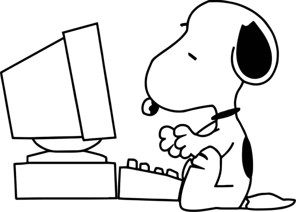 Snoopy e il computer da colorare