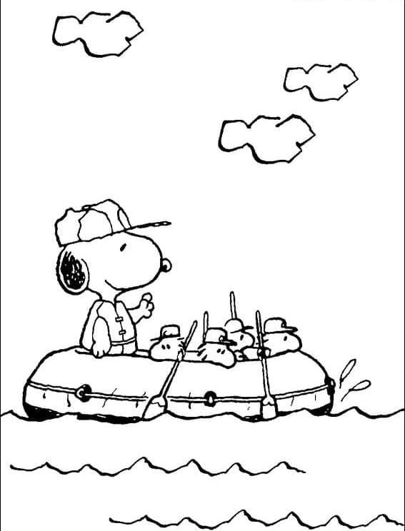 Snoopy in viaggio da colorare