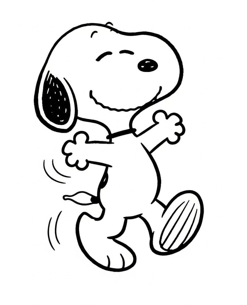Snoopy molto felice da colorare