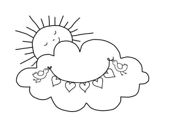 Sole e nuvola adorabili da colorare