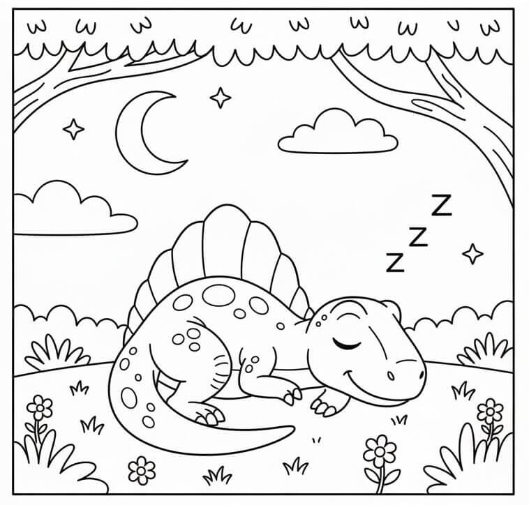 Spinosauro addormentato da colorare