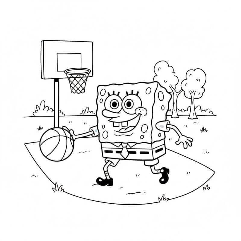 Spongebob che Gioca a Basket da colorare