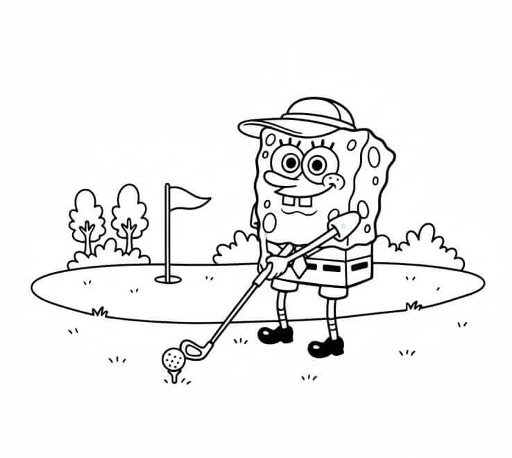 Spongebob che Gioca a Golf da colorare