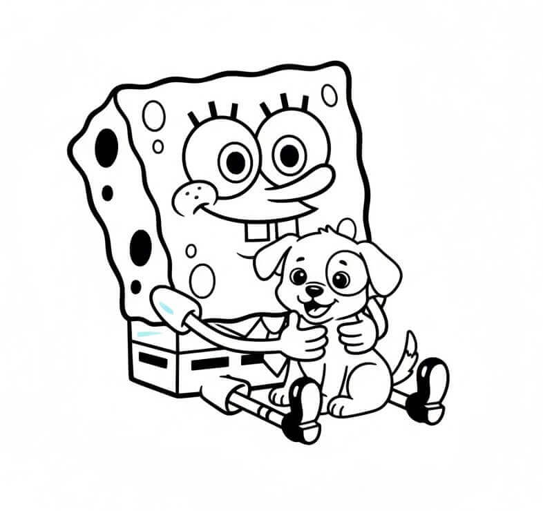 Spongebob con Cane da colorare