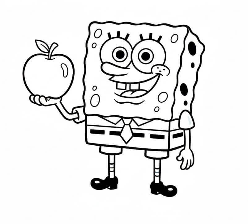 Spongebob con Mela da colorare