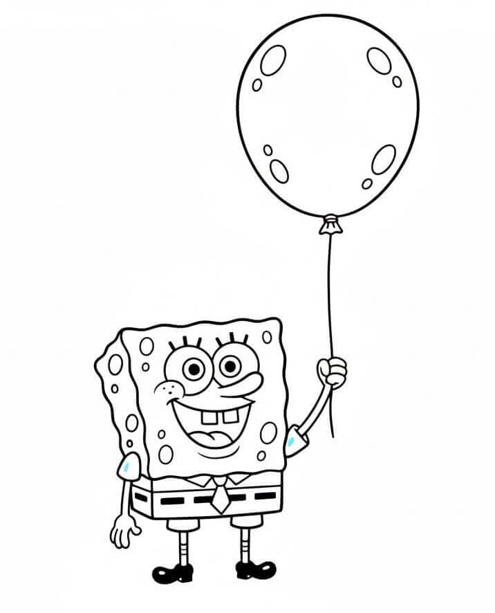Spongebob con Palloncino da colorare