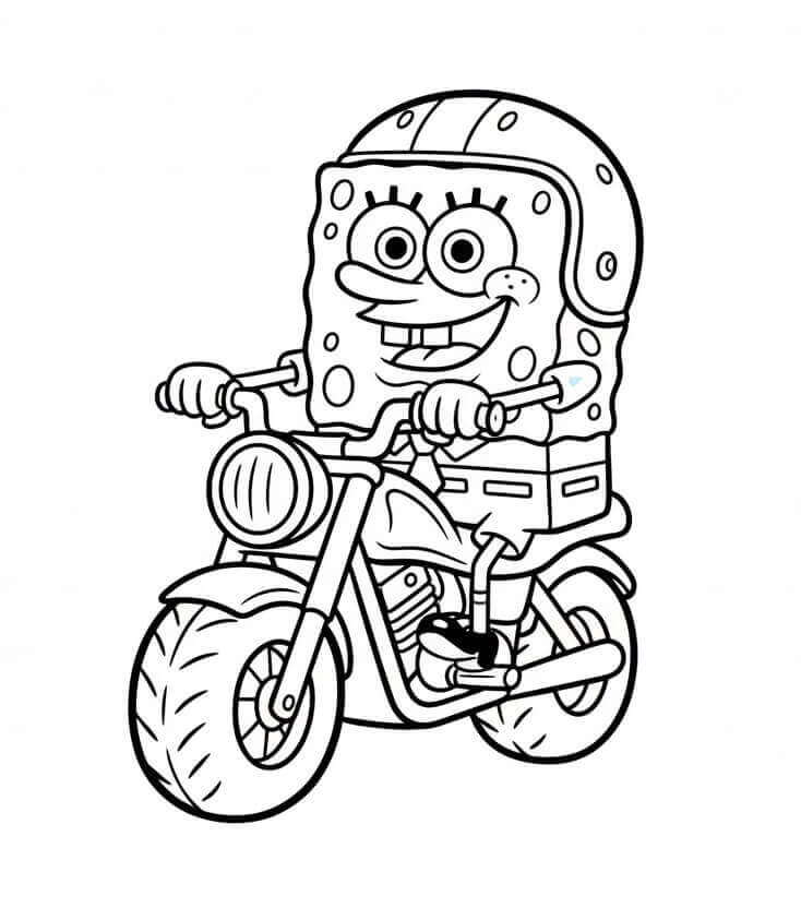 Spongebob in Moto da colorare