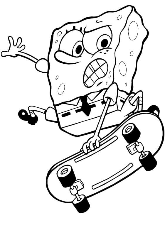 Spongebob sullo Skateboard da colorare