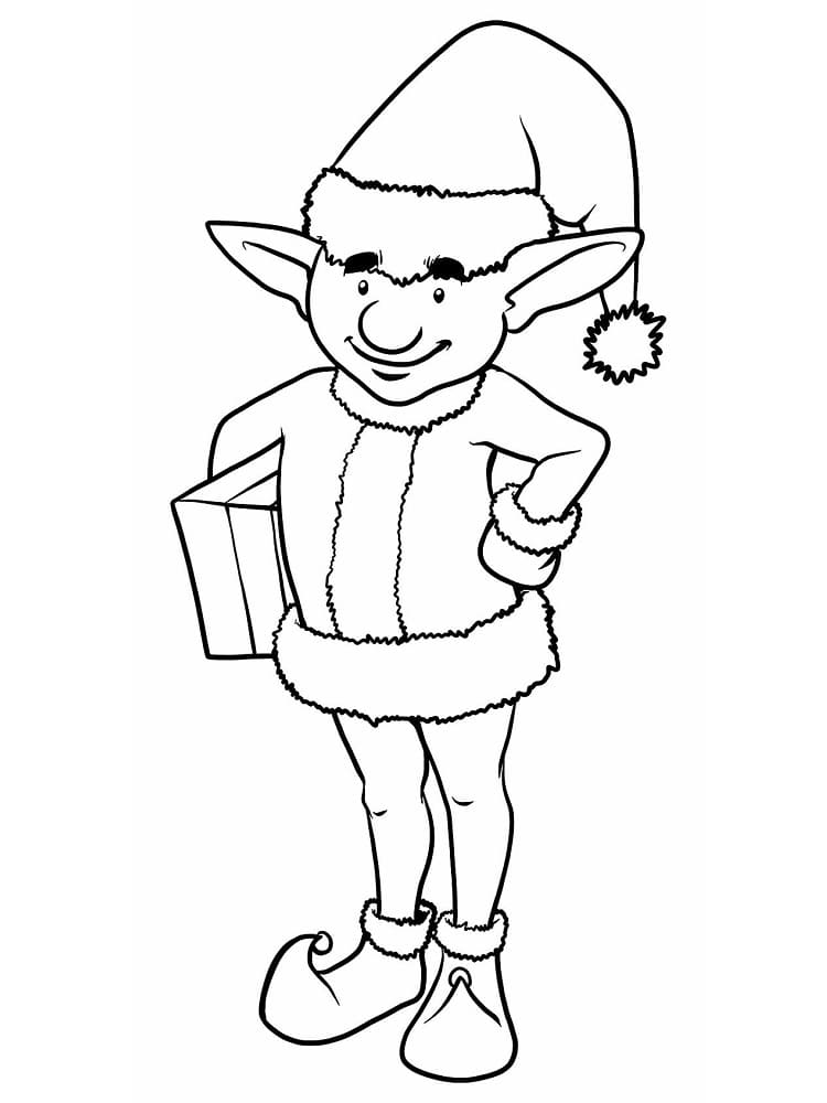 Stampa Elfo di Natale da colorare