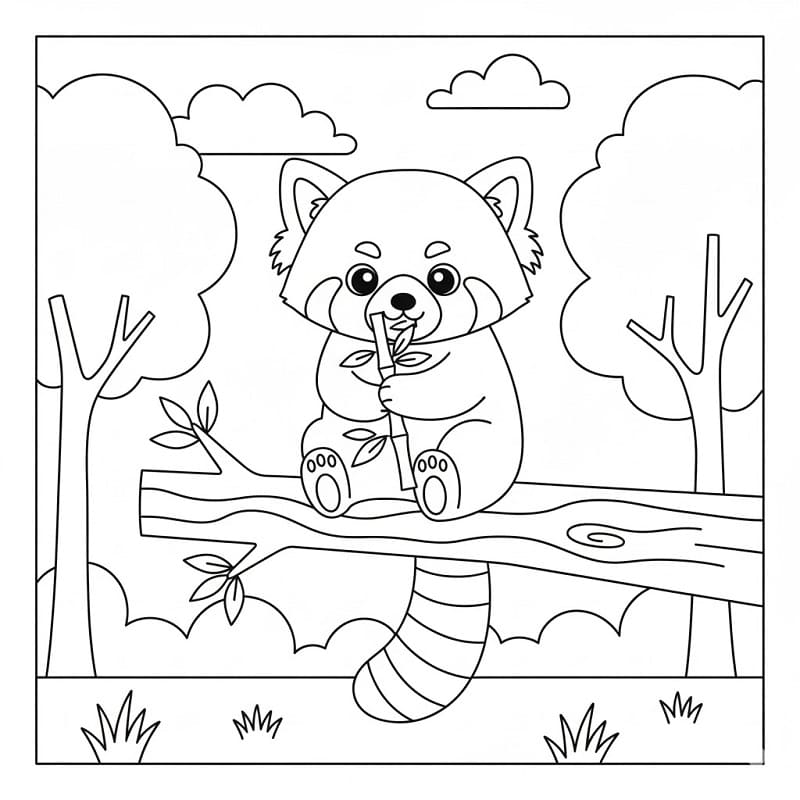 Stampa Panda Rosso da colorare