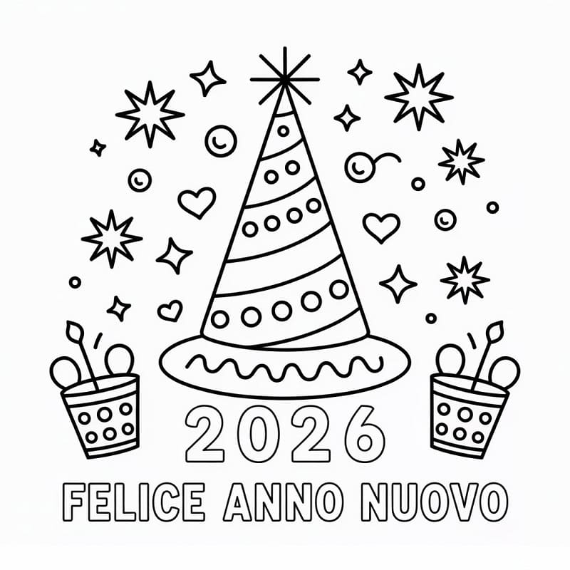 Stampabile Buon Anno 2026 Omaggio da colorare