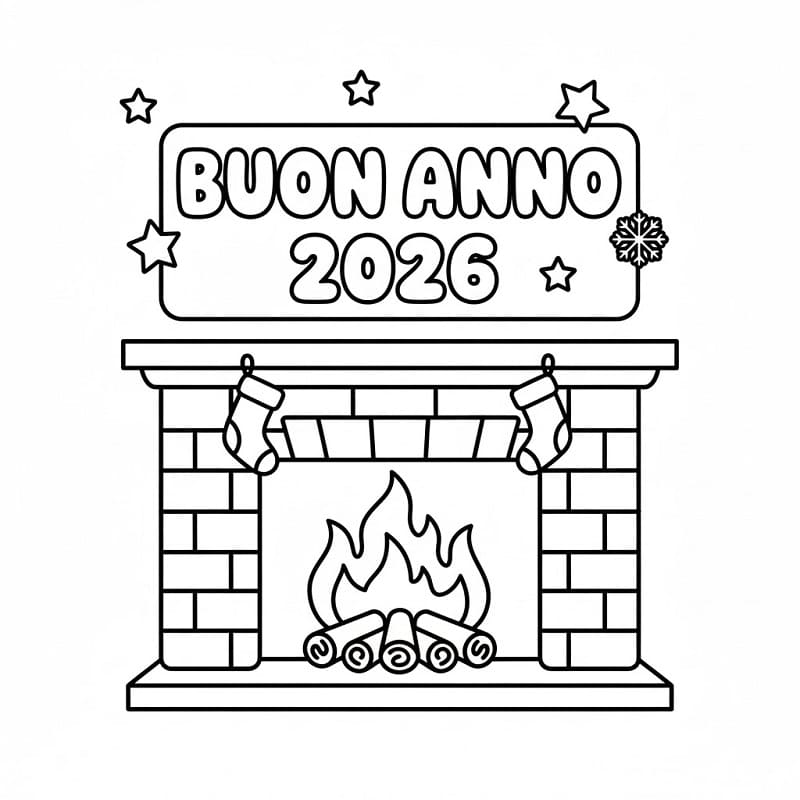 Straordinario Buon Anno 2026 da colorare