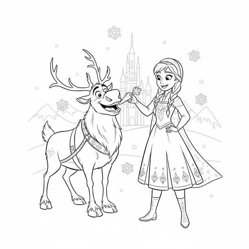Sven e Anna di Frozen da colorare