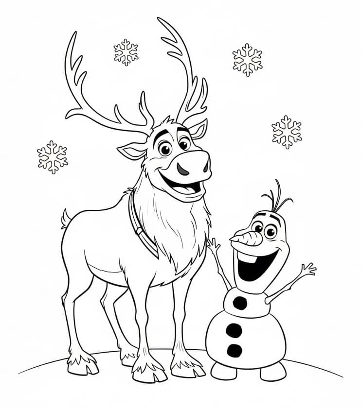 Sven e Olaf di Frozen da colorare