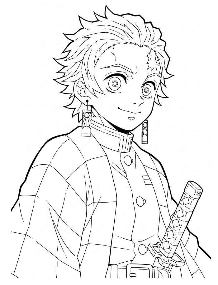 Tanjiro anime da colorare
