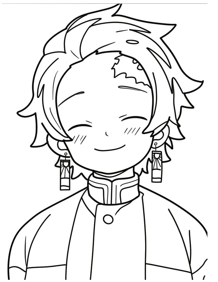 Tanjiro carino da colorare