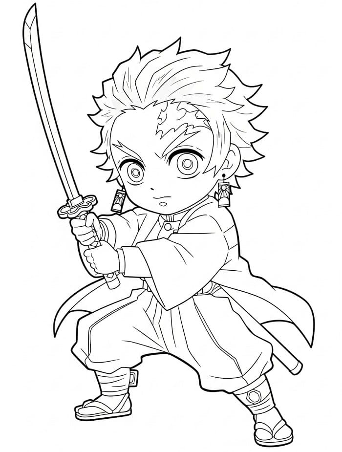 Tanjiro chibi da colorare