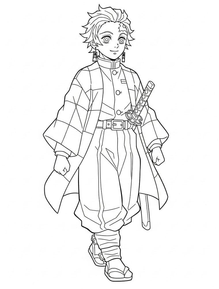 Tanjiro di Demon Slayer (personaggio) da colorare